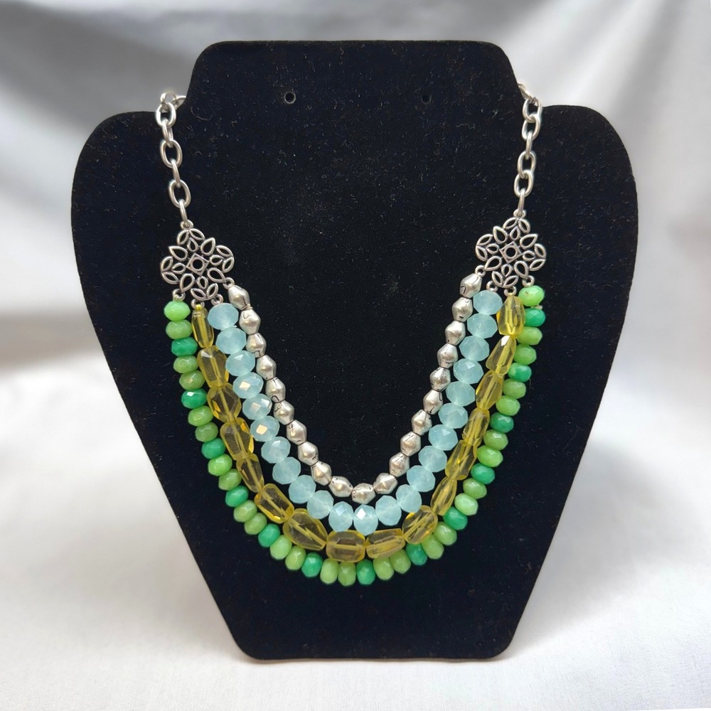 Lucky Brand Necklace Womens OS Multicolor Excellent Beaded Multi-Strand Bib